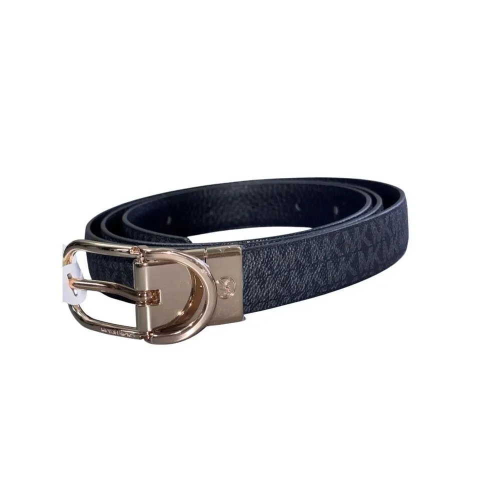 Michael Kors twist Reversible leather Belt black logo XXL new